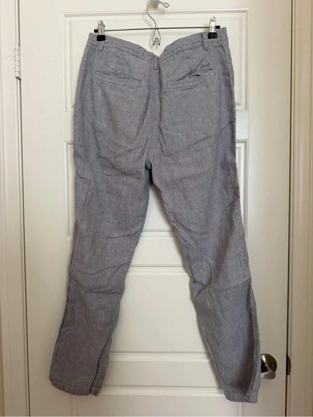 Men's Light Gray Linen-Blend Chinos